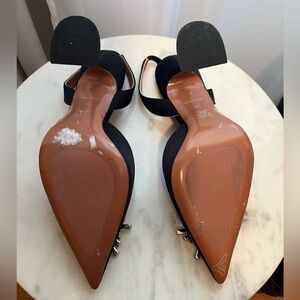 Amina Muaddi Black Satin Begum size 39